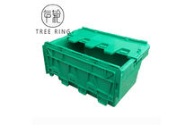 Boîtes de rangement en plastique vertes réutilisées avec des couvercles articulés, conteneur attaché 500 x 330 x 236mm de couvercles