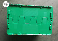 Boîtes de rangement en plastique vertes réutilisées avec des couvercles articulés, conteneur attaché 500 x 330 x 236mm de couvercles