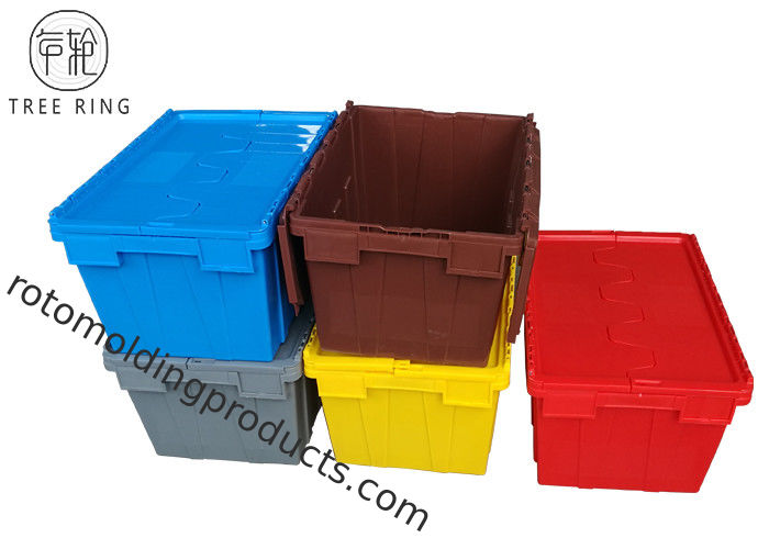 Caisse en plastique pas pliante colorée avec les couvercles attachés, X.400 en plastique empilable X des poubelles de stockage 600 320 millimètres